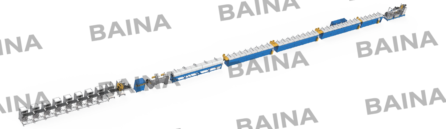 建筑铝窗/门密封生产线 – 单螺杆挤出机和微波固化